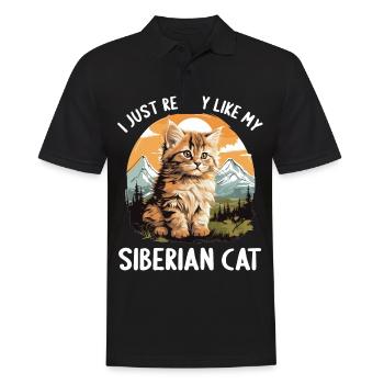 Siberian Cat Sibirische Katze - Männer Poloshirt - Schwarz - Vorne - Kai (181cm)