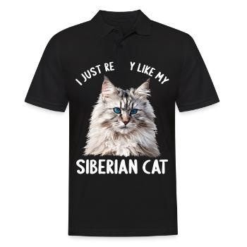 Siberian Cat Sibirische Katze - Männer Poloshirt - Schwarz - Vorne - Kai (181cm)