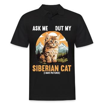 Siberian Cat Sibirische Katze - Männer Poloshirt - Schwarz - Vorne - Kai (181cm)