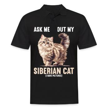 Siberian Cat Sibirische Katze - Männer Poloshirt - Schwarz - Vorne - Kai (181cm)