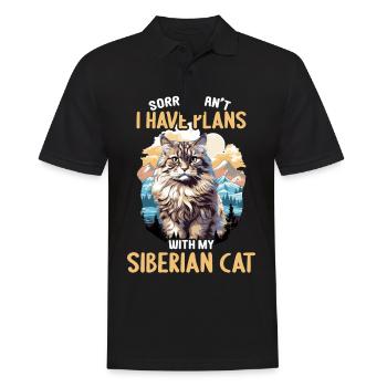 Siberian Cat Sibirische Katze - Männer Poloshirt - Schwarz - Vorne - Kai (181cm)