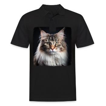 Siberian Cat Sibirische Katze - Männer Poloshirt - Schwarz - Vorne - Kai (181cm)