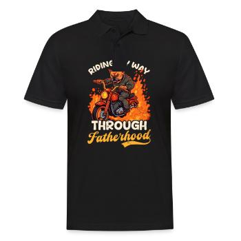 Motorrad-Papa fährt Weg durch die Vaterschaft - Männer Poloshirt - Schwarz - Vorne - Kai (181cm)