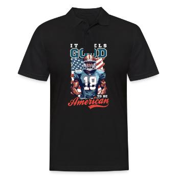 4 juillet Football Feels Good Be American - Polo Homme - noir - Devant - Kai (181cm)