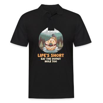 La vie d’un amateur de beignets est courte, mangez aussi le trou de beignet - Polo Homme - noir - Devant - Kai (181cm)