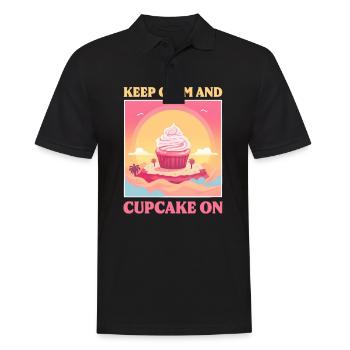 Amateur de cupcakes Keep Calm et Cupcake On - Polo Homme - noir - Devant - Kai (181cm)