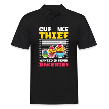 Voleur amateur de cupcakes : recherché dans sept boulangeries - Polo Homme - noir - Devant - Kai (181cm)