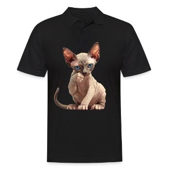 Sphynx Kätzchen Sphynx Katze - Männer Poloshirt - Schwarz - Vorne - Kai (181cm)