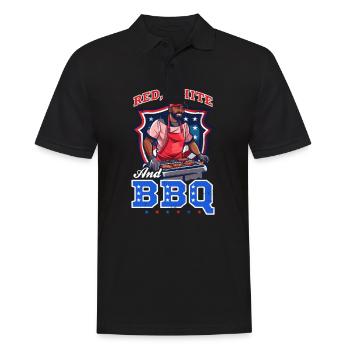 4 juillet BBQ rouge blanc BBQ - Polo Homme - noir - Devant - Kai (181cm)