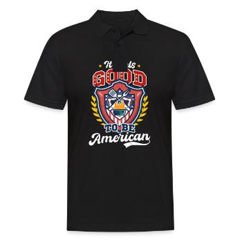 4 juillet BBQ Feels Good Américain - Polo Homme - noir - Devant - Kai (181cm)