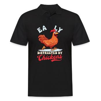 Un éleveur de poulets distrait par des poulets - Polo Homme - noir - Devant - Kai (181cm)