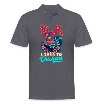 Chicken Farmer Yep Talk To Chicken - Men's Polo Shirt - charcoal grey - Front - Nico (186cm)