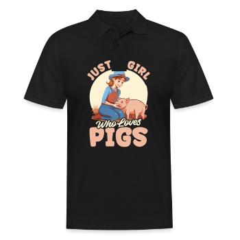 Fille de fermier de porc aime les cochons - Polo Homme - noir - Devant - Kai (181cm)