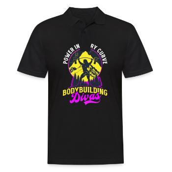 Weibliche Bodybuilder-Power in jeder Kurve - Männer Poloshirt - Schwarz - Vorne - Kai (181cm)