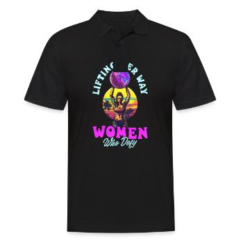 Weibliche Bodybuilderin hebt ihren Weg Frauen, die sich trotzen - Männer Poloshirt - Schwarz - Vorne - Kai (181cm)