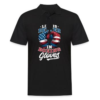 Besser boxen mit Boxhandschuhen Amerika - Männer Poloshirt - Schwarz - Vorne - Kai (181cm)
