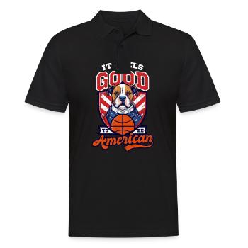 4 juillet Basketball Feels Good Be American - Polo Homme - noir - Devant - Kai (181cm)
