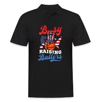 4. Juli Basketball beschäftigt sich mit dem Aufziehen von - Männer Poloshirt - Schwarz - Vorne - Kai (181cm)