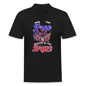 4. Juli Basketball Home Of Free Weil Mutig - Männer Poloshirt - Schwarz - Vorne - Kai (181cm)