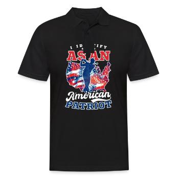 4. Juli Golf Identifizieren Sie sich als amerikanischer Patriot - Männer Poloshirt - Schwarz - Vorne - Kai (181cm)