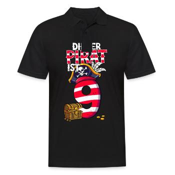 9th Birthday Pirates - Men's Polo Shirt - black - Front - Kai (181cm)