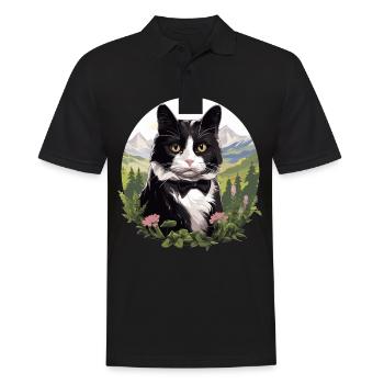 Tuxedo Kätzchen Tuxedo Katze - Männer Poloshirt - Schwarz - Vorne - Kai (181cm)