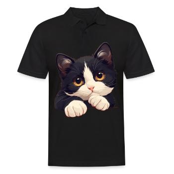 Tuxedo Kätzchen Tuxedo Katze - Männer Poloshirt - Schwarz - Vorne - Kai (181cm)