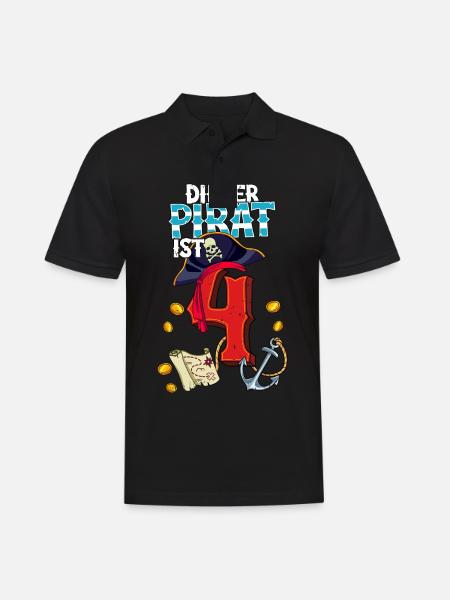 4th Birthday Pirates - Men's Polo Shirt - black
