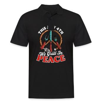 Patriotic Chef This July 4th, We Grill in Peace - Men's Polo Shirt - black - Front - Kai (181cm)