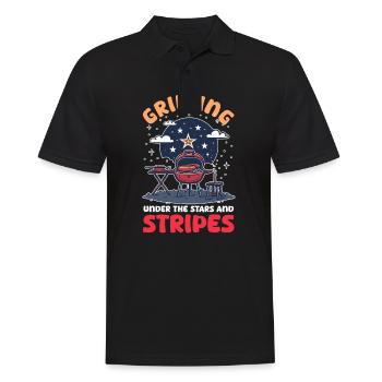 Patriotic Chef Grilling Under the Stars and Stripe - Men's Polo Shirt - black - Front - Kai (181cm)