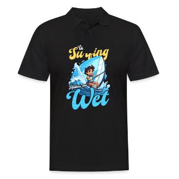Windsurfen macht mich nass - Männer Poloshirt - Schwarz - Vorne - Kai (181cm)