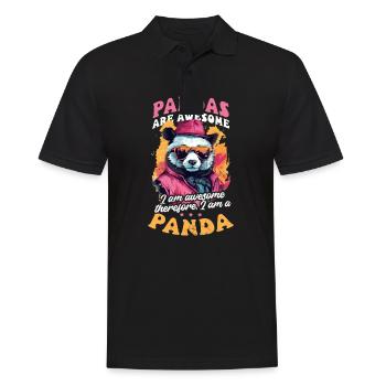 Panda Awesome Darum bin ich Awesome - Männer Poloshirt - Schwarz - Vorne - Kai (181cm)