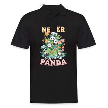 Panda Sag niemals Nein zu Panda - Männer Poloshirt - Schwarz - Vorne - Kai (181cm)