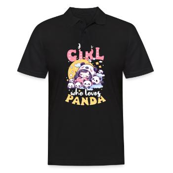 Panda-Mädchen liebt Pandas - Männer Poloshirt - Schwarz - Vorne - Kai (181cm)