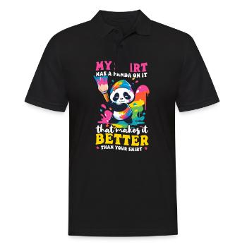 Panda Outfit Panda Besser drauf als deines - Männer Poloshirt - Schwarz - Vorne - Kai (181cm)