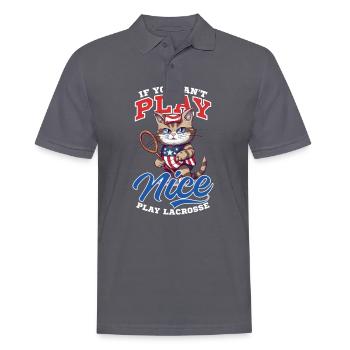4. Juli Lacrosse Cat Play Lacrosse - Männer Poloshirt - Anthrazit - Vorne - Nico (186cm)