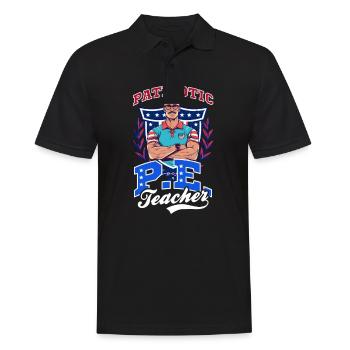 4th Of July PE Teacher Patriotic PE Teacher - Men's Polo Shirt - black - Front - Kai (181cm)