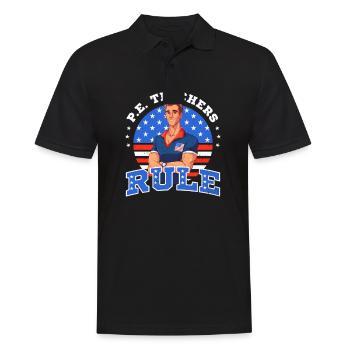 4th Of July PE Teacher PE Teachers Rule - Men's Polo Shirt - black - Front - Kai (181cm)