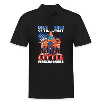 4th Of July PE Teacher Teacher Cutest Firecrackers - Men's Polo Shirt - black - Front - Kai (181cm)