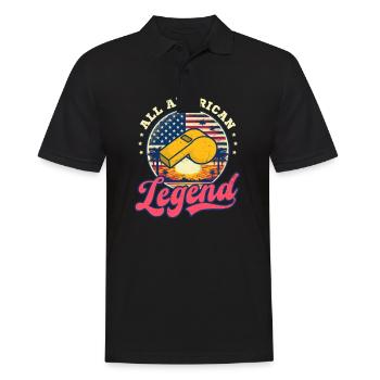 4. Juli Sportlehrer All American Legend - Männer Poloshirt - Schwarz - Vorne - Kai (181cm)