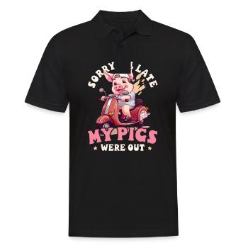 Pig Farmer Sorry Late Pigs Were Out - Men's Polo Shirt - black - Front - Kai (181cm)