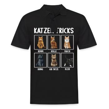 Katze Katzen Tricks lustiges Katzen - Männer Poloshirt - Schwarz - Vorne - Kai (181cm)