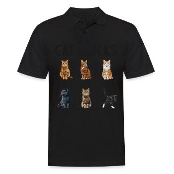 Katze Katzen Tricks lustiges Katzen - Männer Poloshirt - Schwarz - Vorne - Kai (181cm)