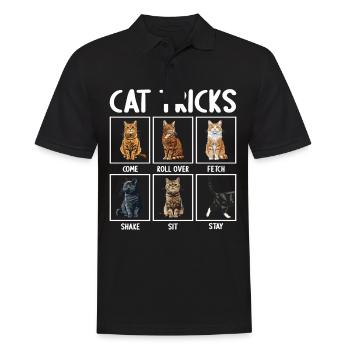 Katze Katzen Tricks lustiges Katzen - Männer Poloshirt - Schwarz - Vorne - Kai (181cm)