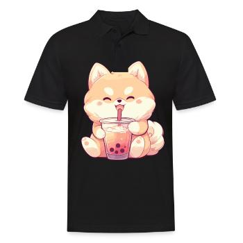 Hund der Bubble Tee trinkt Boba and Dogs Anime - Männer Poloshirt - Schwarz - Vorne - Kai (181cm)