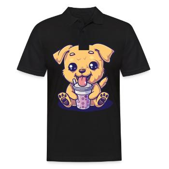 Hund der Bubble Tee trinkt Boba and Dogs Anime - Männer Poloshirt - Schwarz - Vorne - Kai (181cm)