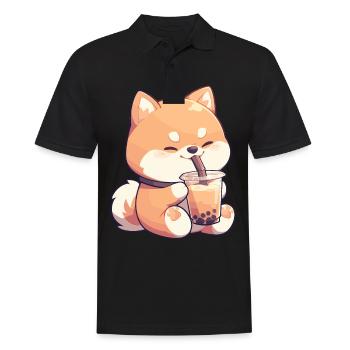 Hund der Bubble Tee trinkt Boba and Dogs Anime - Männer Poloshirt - Schwarz - Vorne - Kai (181cm)