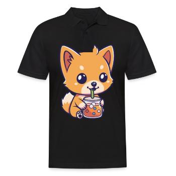 Hund der Bubble Tee trinkt Boba and Dogs Anime - Männer Poloshirt - Schwarz - Vorne - Kai (181cm)