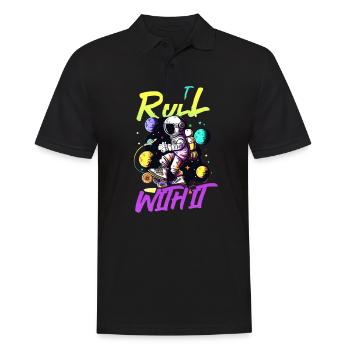 Roller Derby roule avec ça Astronaute - Polo Homme - noir - Devant - Kai (181cm)
