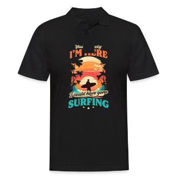 Surfer Luck Ich bin hier surfen gegangen - Männer Poloshirt - Schwarz - Vorne - Kai (181cm)